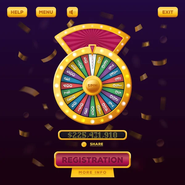 Webdesign für Casino-Menüs mit Glücksrad — Stockvektor