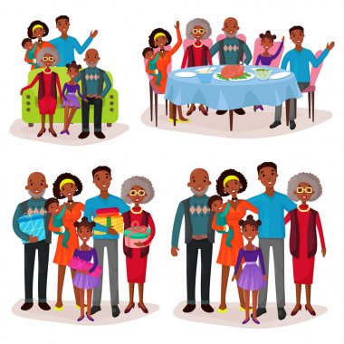 Afro-Amerikan aile tatil veya festival kümesi