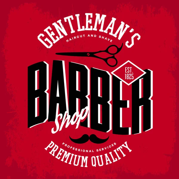 Logotipo da barbearia com tesoura e bigode —  Vetores de Stock