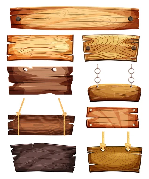 Letreros de madera antiguos vacíos o en blanco — Vector de stock