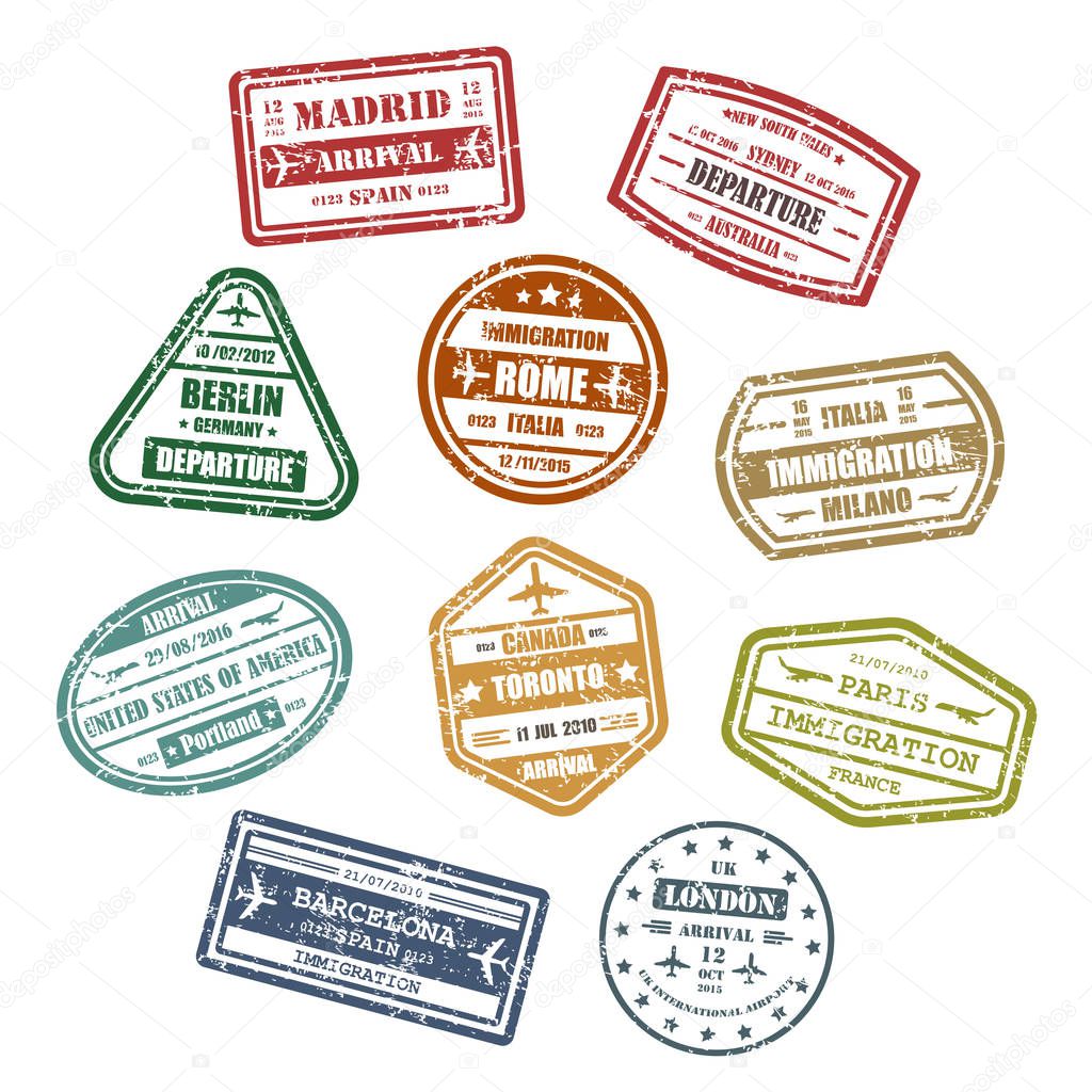 Travel or journey visa or passport signs