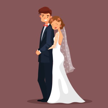 adam ve kadın, gelin ve kocası düğünde sarılmak.