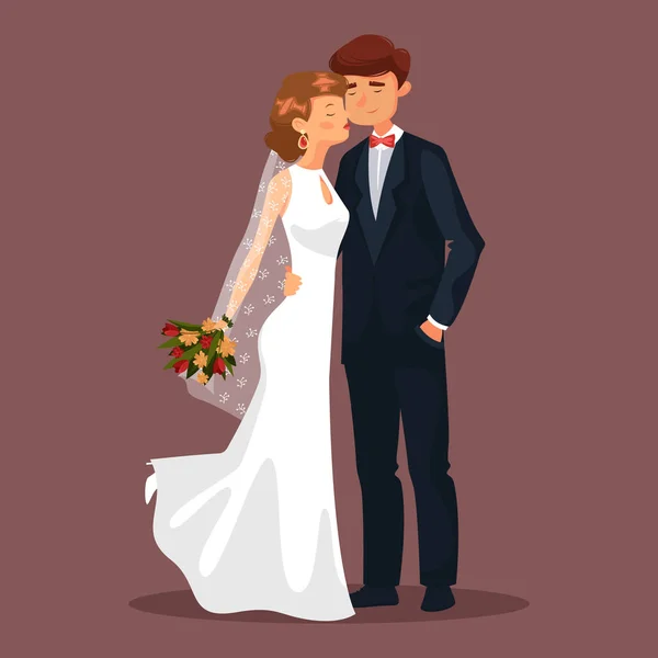 Koca ve karısı, adam ve kadın çift düğünde — Stok Vektör