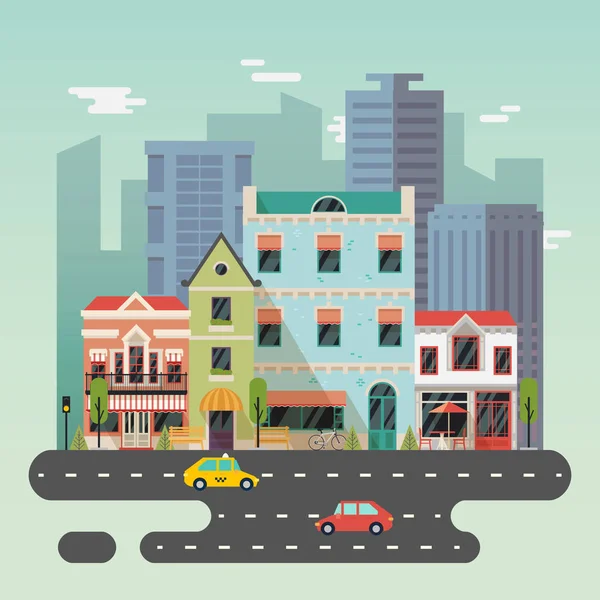 Kasaba veya şehir yatay, binalar