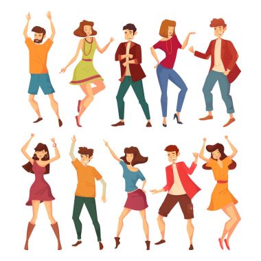 İzole dans eden erkekler ve kadınlar