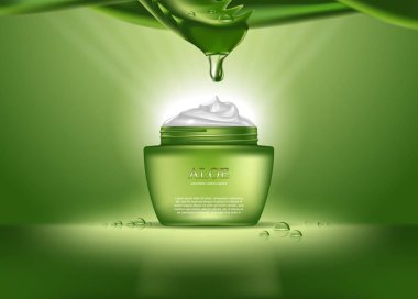 Kozmetik şişe veya kapsayıcı aloe vera krema ile