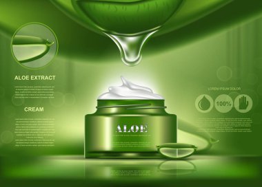 Aloe vera özü ile damla şişesi üzerinde
