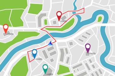 Rota ve gps ile işaretçiler Haritası