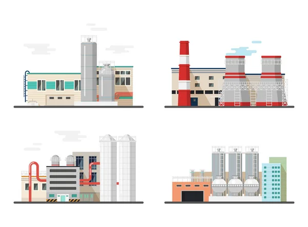 Värmekraftverk, kemisk fabrik eller växter — Stock vektor