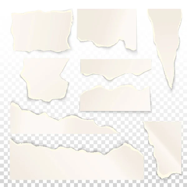 Conjunto de papel rasgado branco isolado — Vetor de Stock