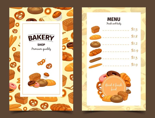Banner con panadería y menú con pastelería — Archivo Imágenes Vectoriales