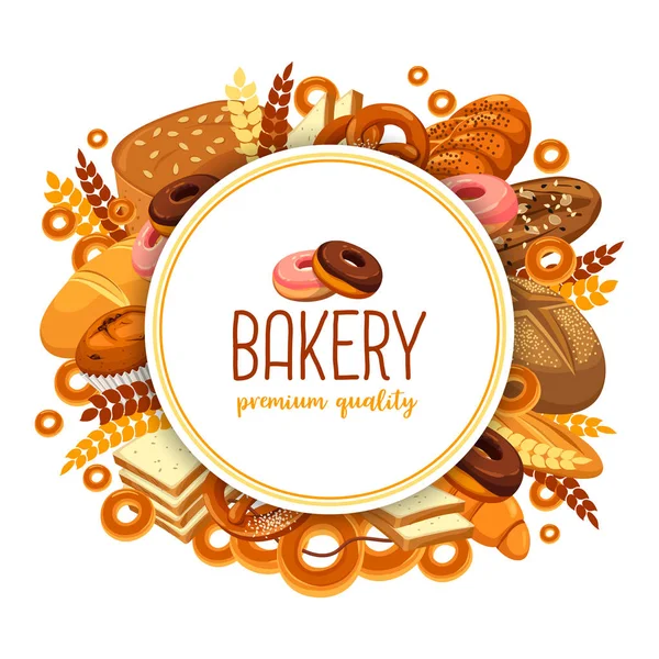 Pastry and bakery food for bakehouse badge — Stock Vector