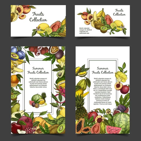 Banner o folleto con frutas tropicales exóticas . — Vector de stock