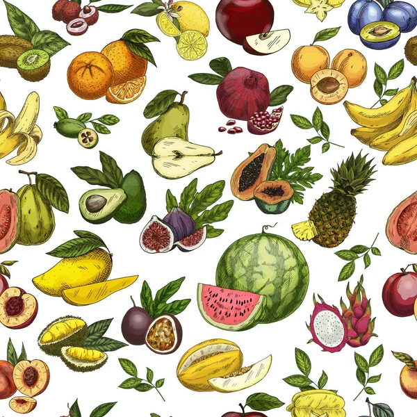 Frukter som seamless mönster bakgrund för wrapper — Stock vektor