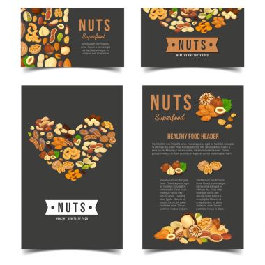 Vegan somun beslenmesi için dikey posterler.