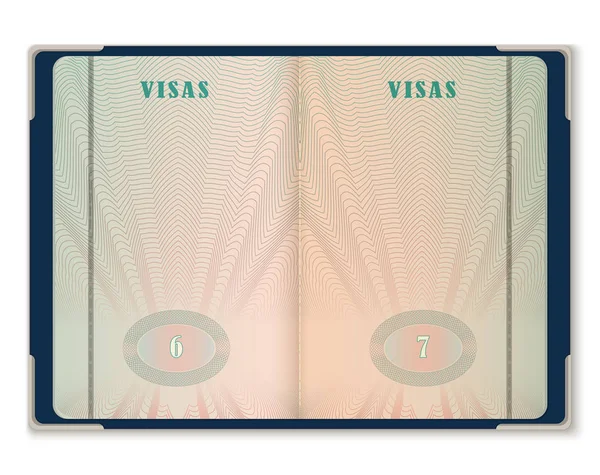 Pagine di passaporto per l'identificazione dei visti turistici — Vettoriale Stock