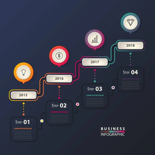 Geschäftsinfografik mit Zeitleiste für Businessplan — Stockvektor