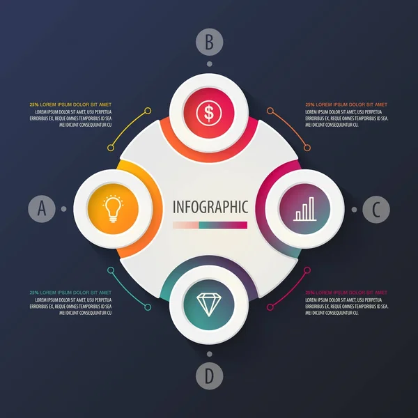 Infografías en forma de gráficos conectados con flechas — Archivo Imágenes Vectoriales