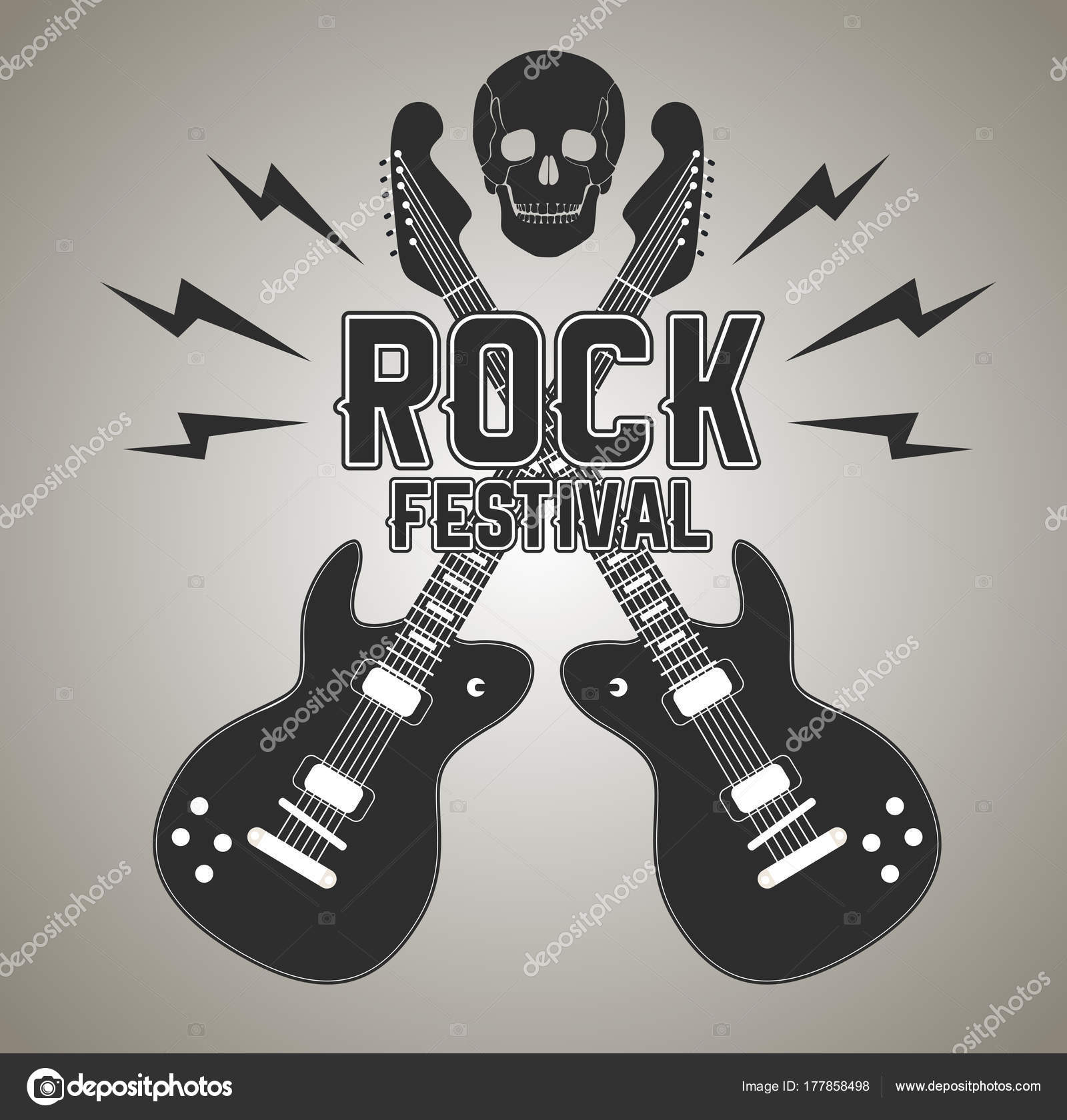 Heavy metal or rock poster with guitar and skull Stock Vector by ©cookamoto  177858498, image size:975x1024