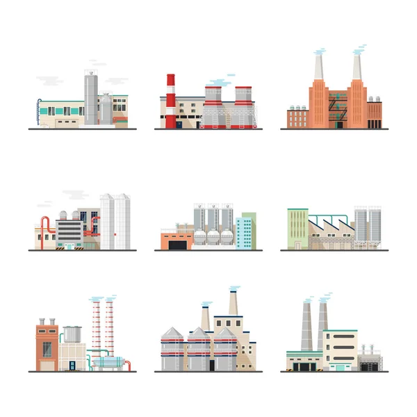 Sanayi tesisleri ve fabrika binalar — Stok Vektör