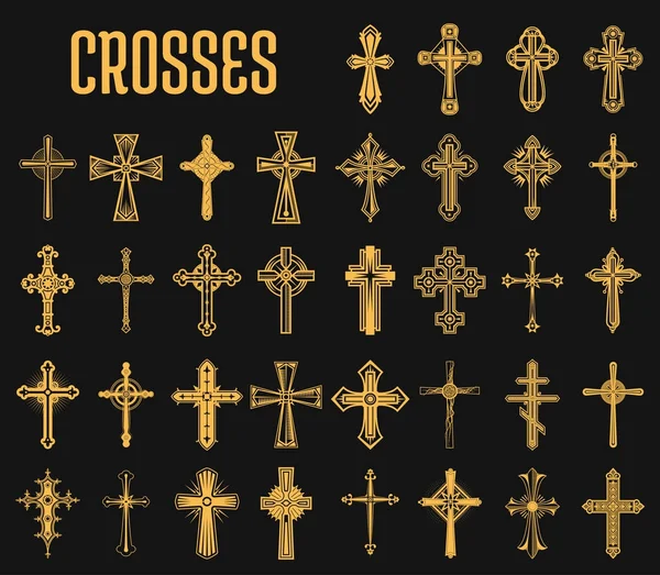 Verzameling van geïsoleerde kruisen van de christelijke godsdienst — Stockvector