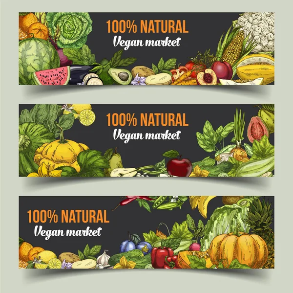 Obst und Gemüse auf vereinzelten Transparenten — Stockvektor