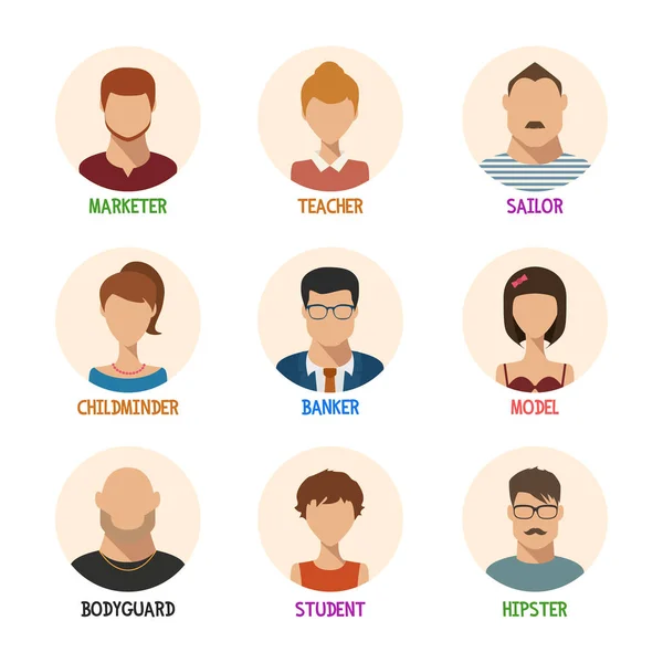 Set of isolated faces for different professions