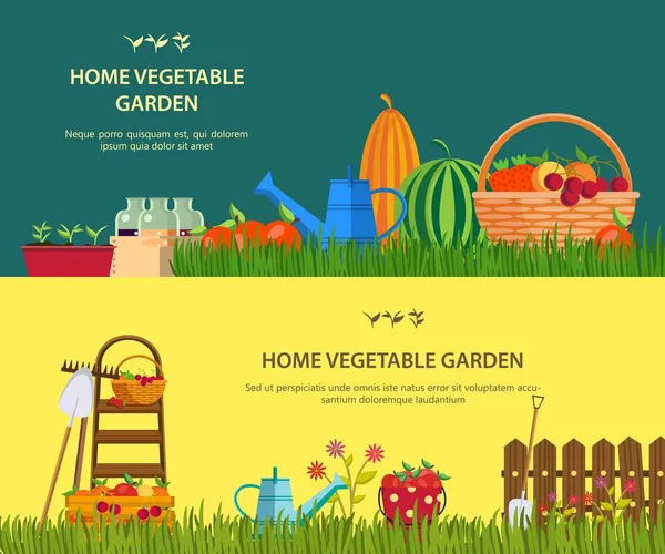 ガーデン アイテムと野菜ファーム — ストックベクタ