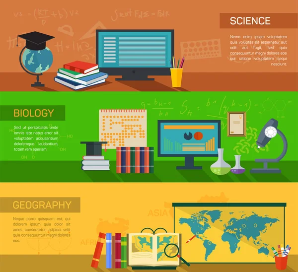 Biologia e geografia estudo on-line e ciência — Vetor de Stock