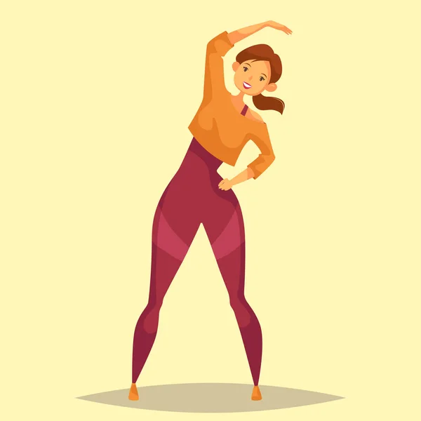 Girl or woman doing limbering or stretching — Stock Vector