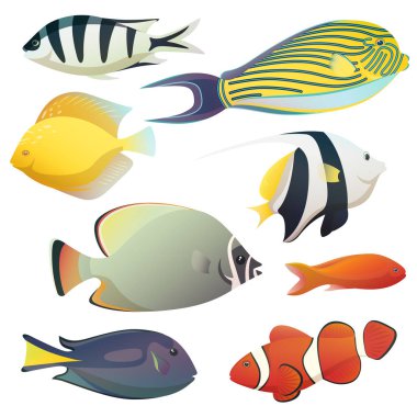 Sualtı altın balık ve küçük deniz fauna