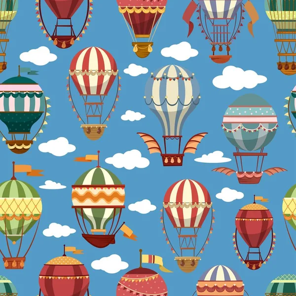 Old or retro hot air transport or striped balloons — Stock Vector