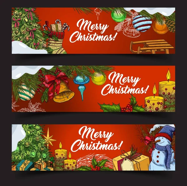 Horisontella banners för 2018 nyår och xmas — Stock vektor