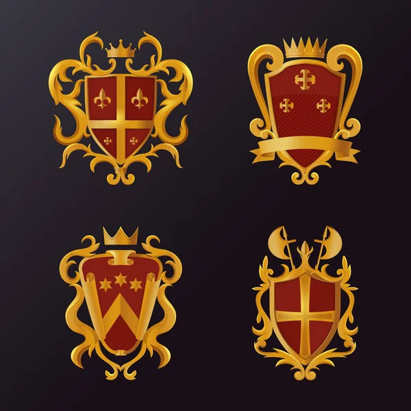 Винтажные викторианские щиты с короной — стоковый вектор