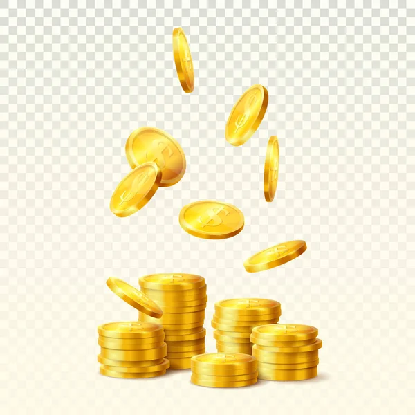 Torn eller stack av gyllene dollar mynt — Stock vektor