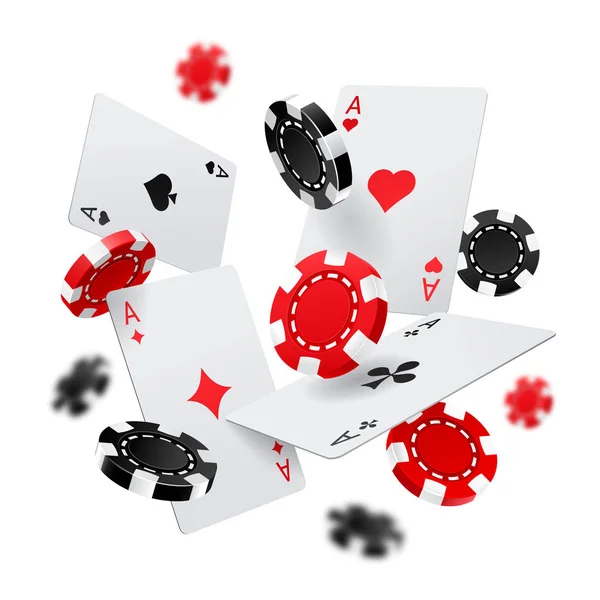 Casino banner met poker chips en kaarten — Stockvector