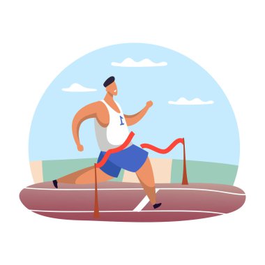 Bitiş çizgisinde koşan adam ya da kırmızı kurdelede erkek.