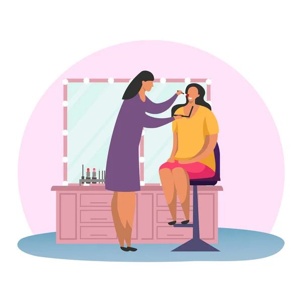 Femme au maquillage ou femme au maquillage professionnel — Image vectorielle