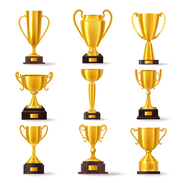 Golden cup award, champion winner trophy prize — Stock Vector