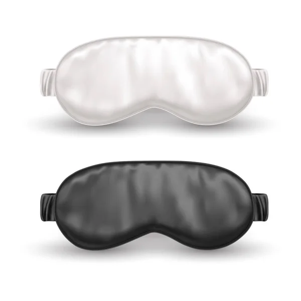 Set isolierter weißer und schwarzer Augenmasken für den Schlaf — Stockvektor