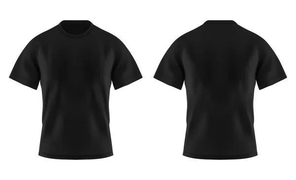 Front and back of blank black t-shirt for man — ストックベクタ