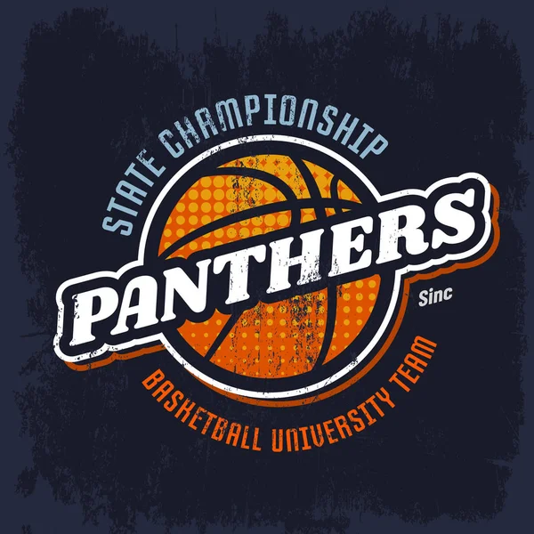 Panthers emblème de basket-ball pour l'équipe sportive — Image vectorielle