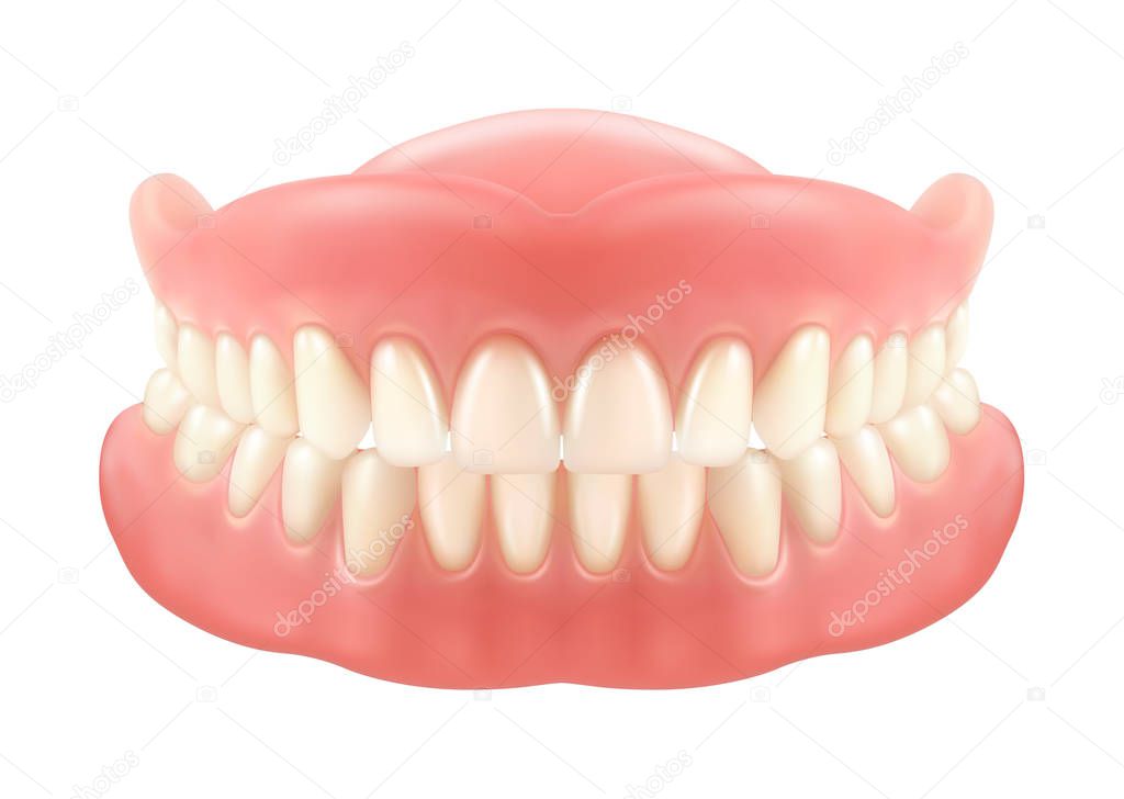 Mandíbula o prótesis dentales, dientes postizos con incisivos