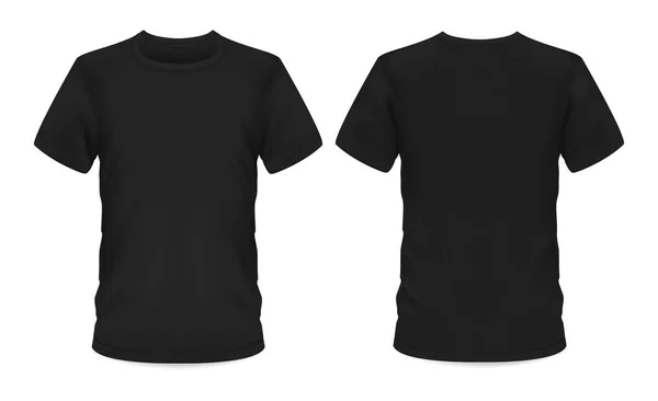 Mockup šablona, pánské černé tričko krátký rukáv — Stockový vektor