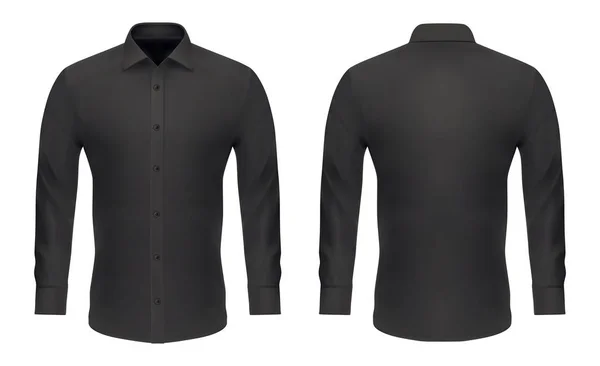 Szablon makiety, mężczyźni czarny klasyczny strój koszula — Wektor stockowy