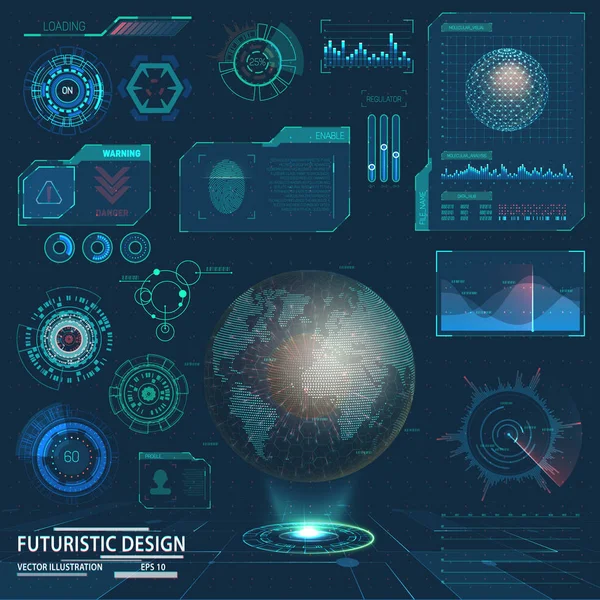 Futuri elementi hud o interfaccia per interfaccia utente futuristica — Vettoriale Stock