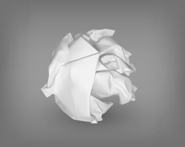 Isolated crumpled or scrunched paper ball.
