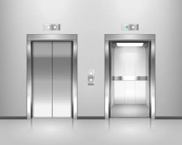 Set of isolated elevator opened and closed door — Wektor stockowy