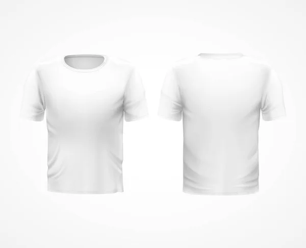 Wit t-shirt met korte mouwen en ronde hals — Stockvector