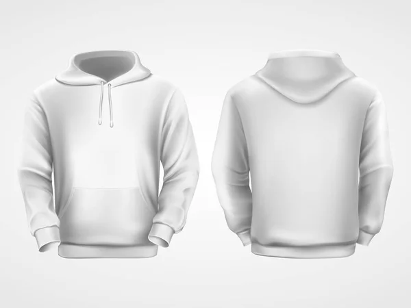 White hoodie sweatshirt, sportswear mockup — Stock Vector